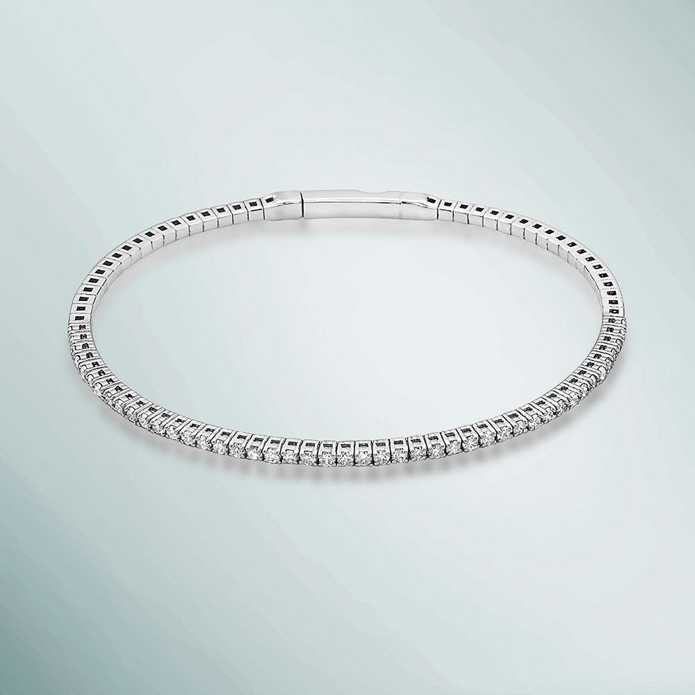 HalfWay Flexible Diamond Thin Stackable Bangle Bracelet Cuff (1.00 ct.) in 14K Gold