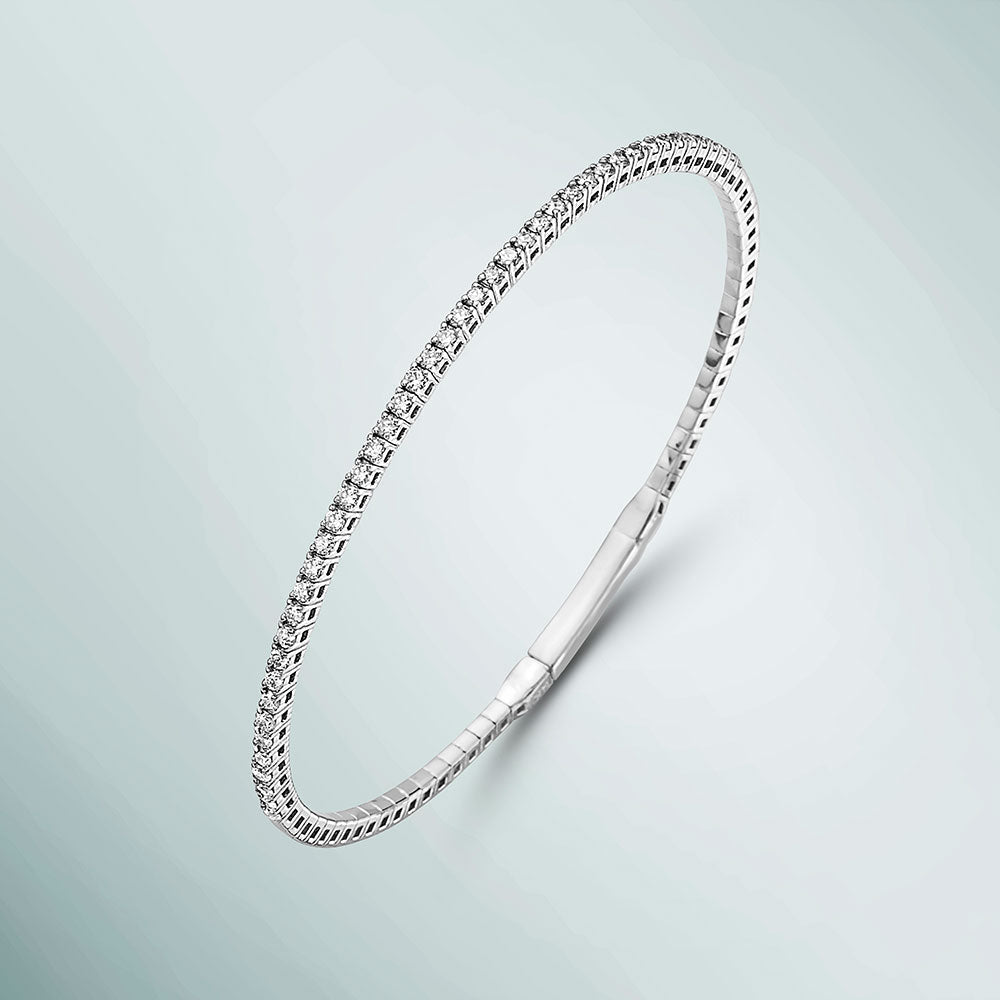 HalfWay Flexible Diamond Thin Stackable Bangle Bracelet Cuff (1.00 ct.) in 14K Gold