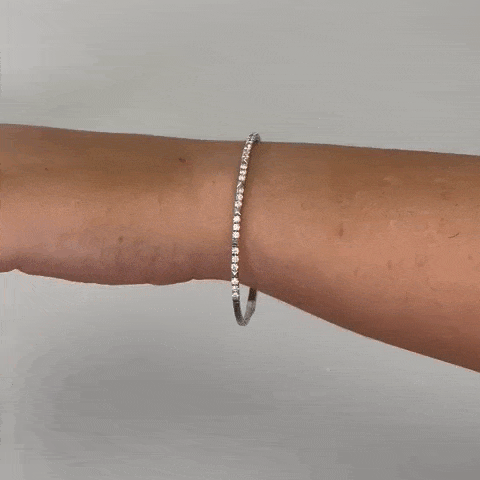 Halfway Flexible Diamond & Studs Thin Flexible Bangle Bracelet Cuff (0.95 ct.) in 14K Gold