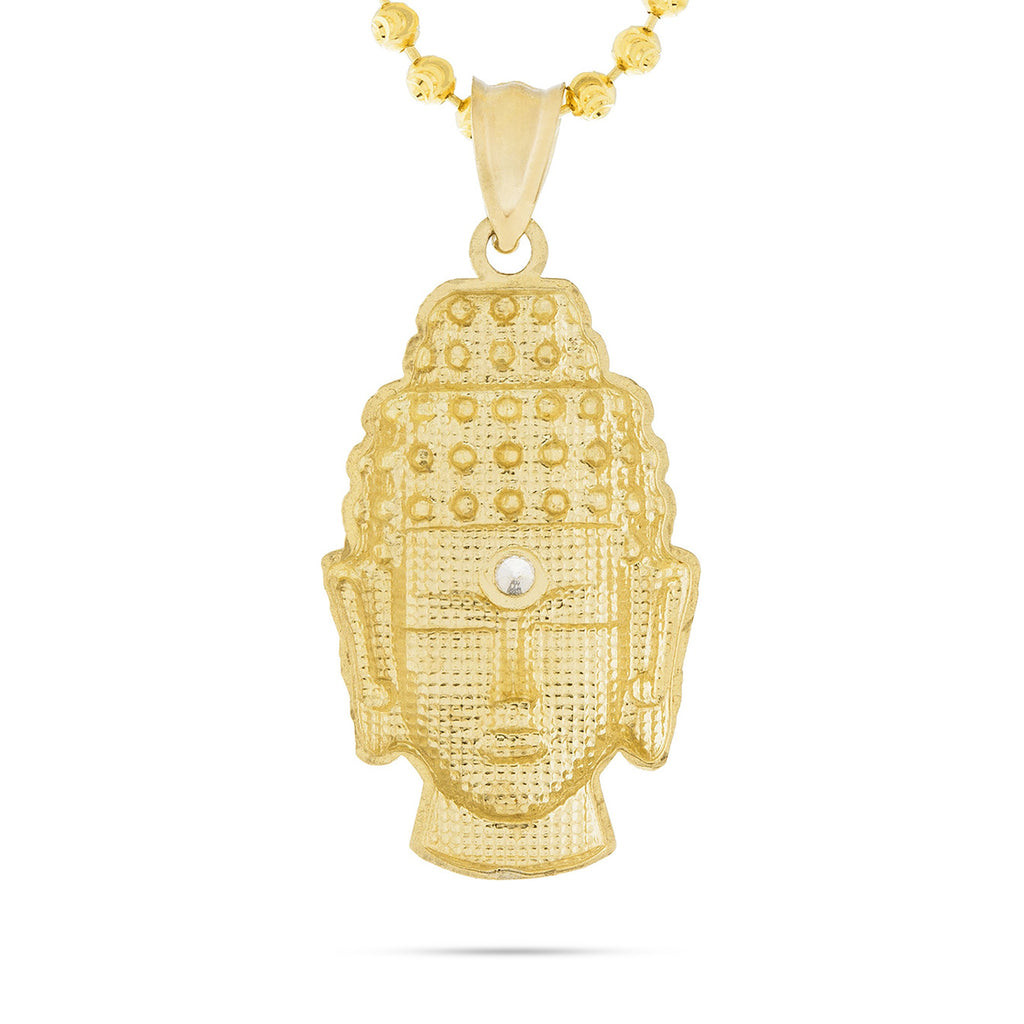 10k Yellow Gold White Sapphire Micro Buddha Head Pendant