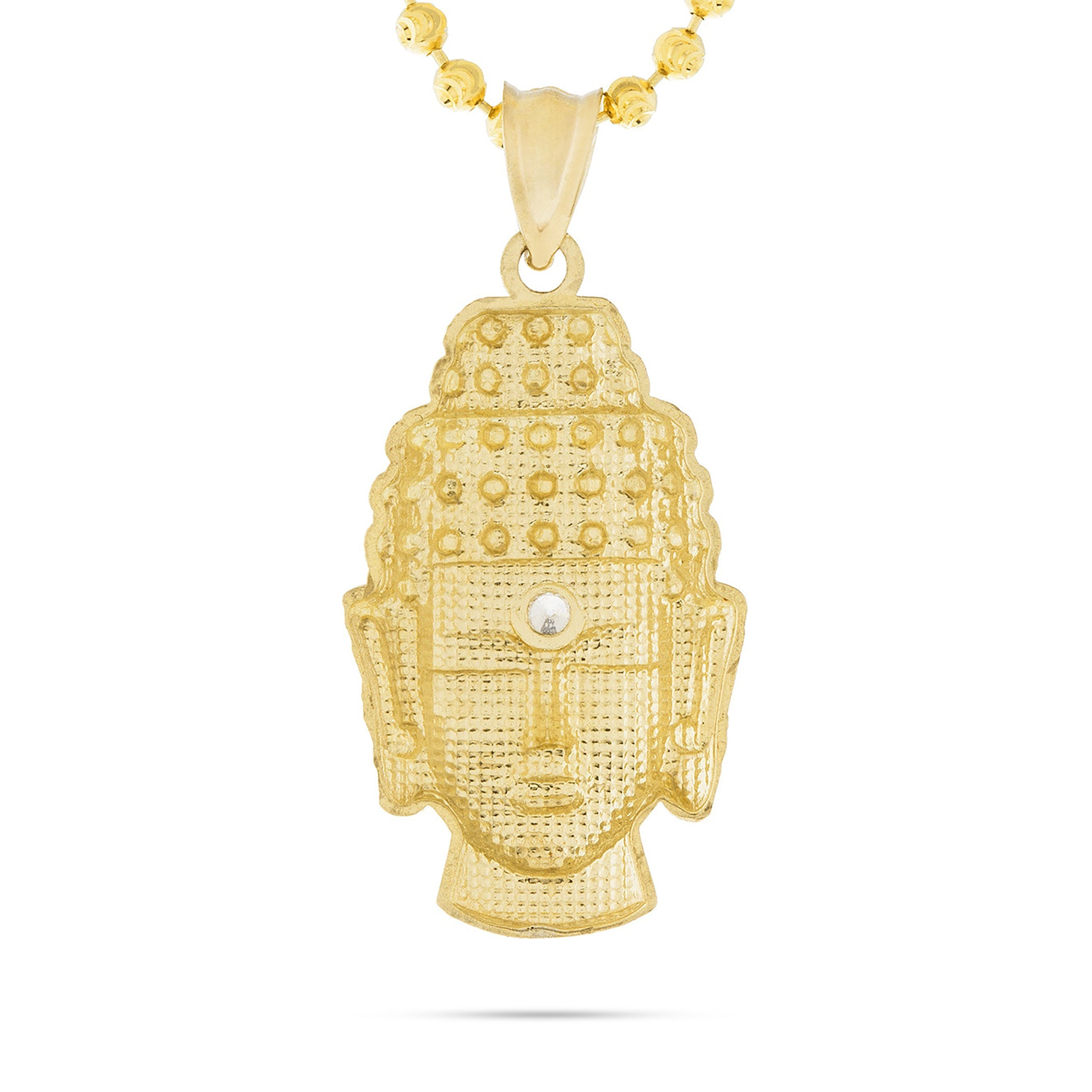 10k Yellow Gold White Sapphire Micro Buddha Head Pendant
