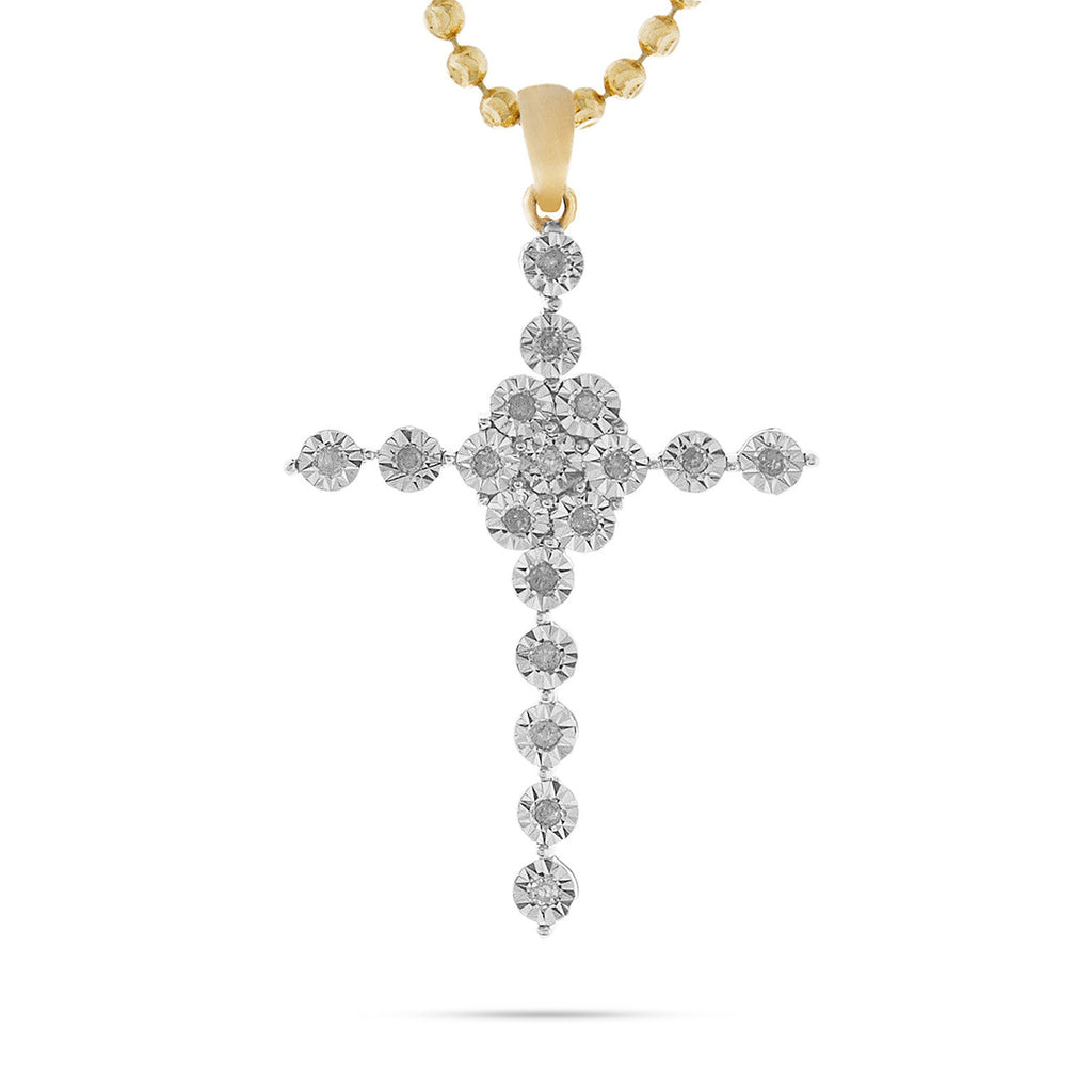 10k Yellow Gold .12ct Diamond Cross Pendant