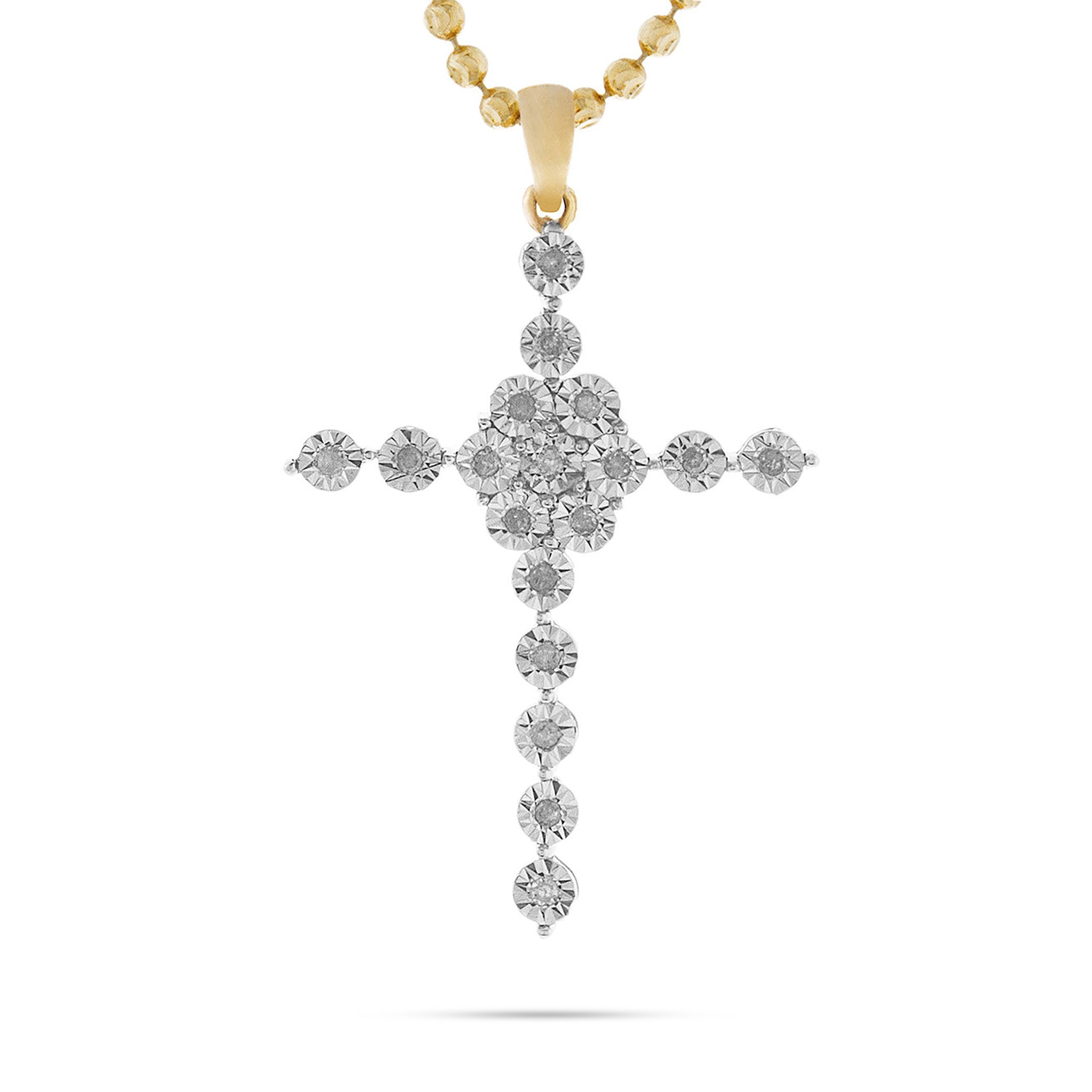 10k Yellow Gold .12ct Diamond Cross Pendant