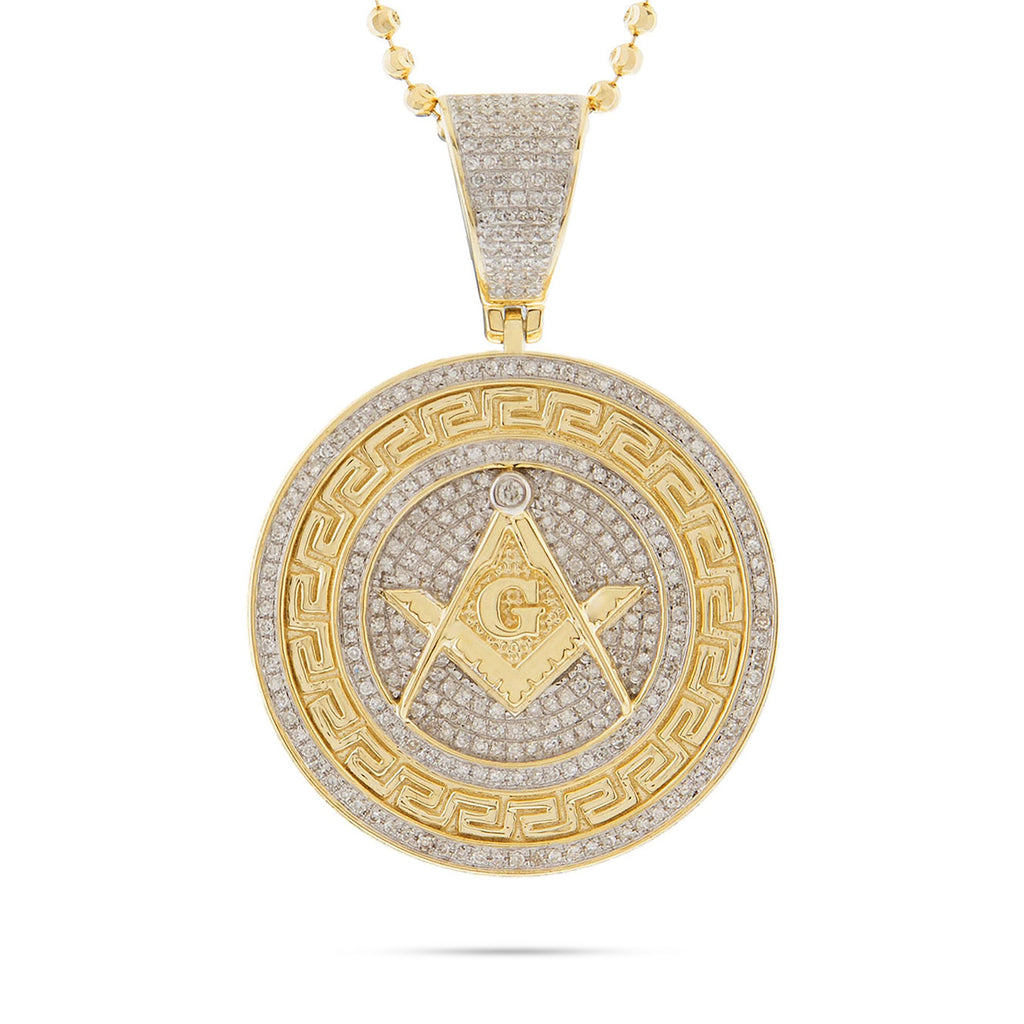 10k Yellow Gold .80ct  Diamond Freemason Pendant