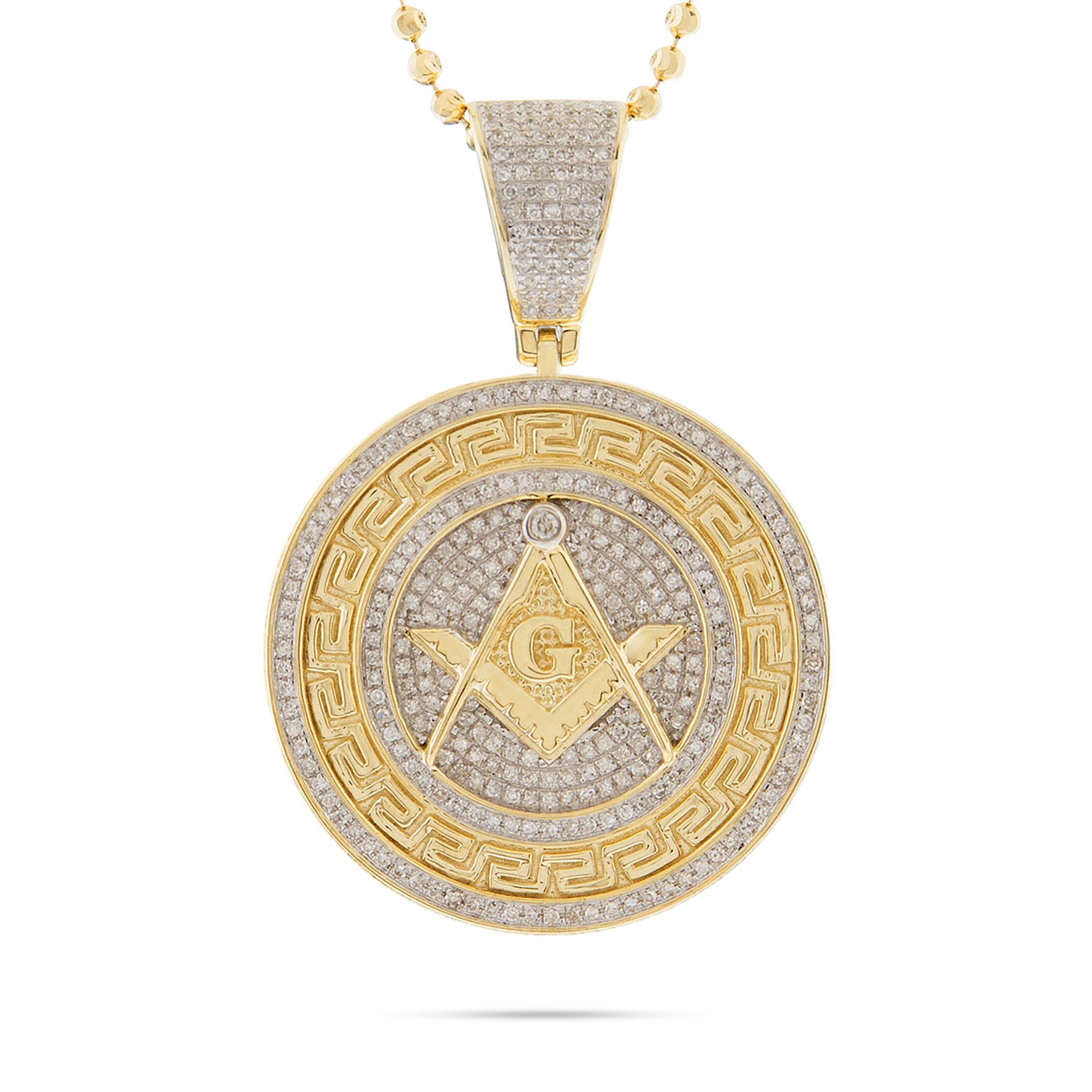 10k Yellow Gold .80ct  Diamond Freemason Pendant
