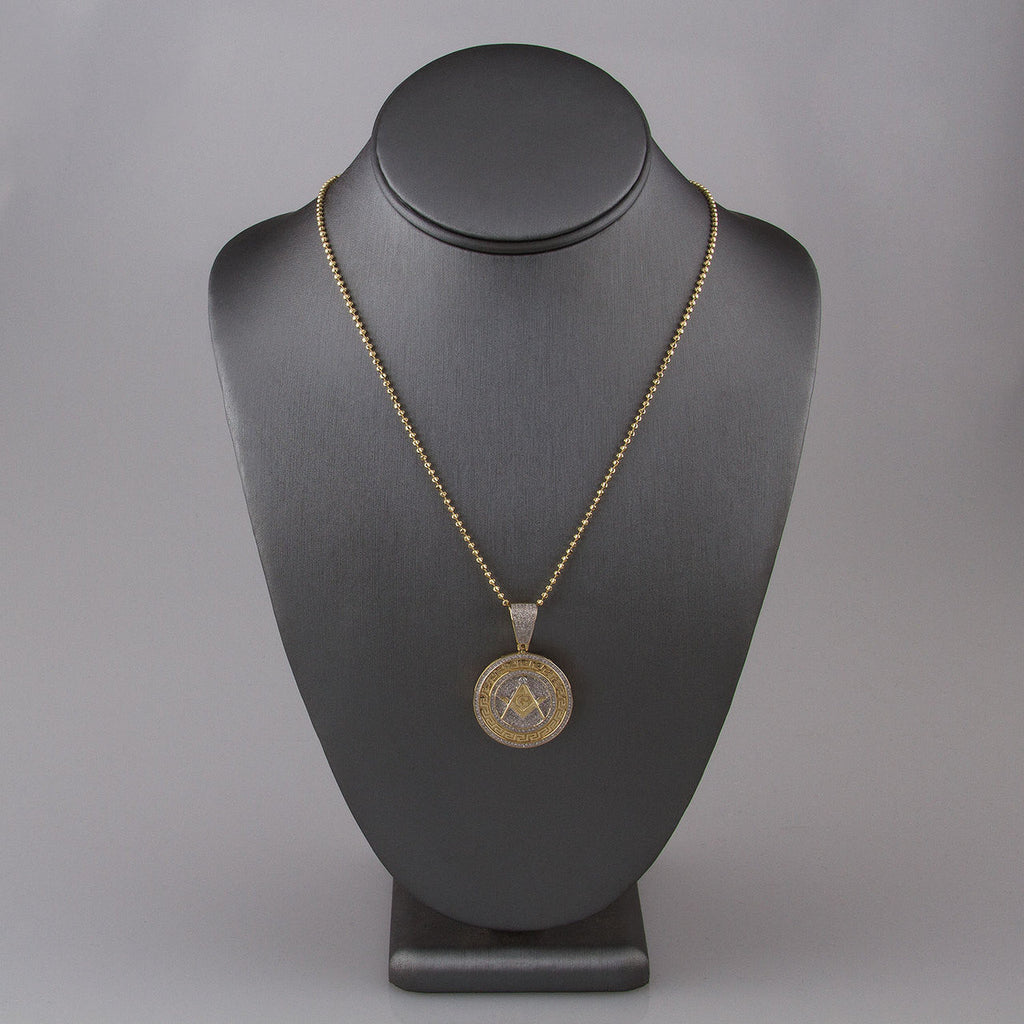 10k Yellow Gold .80ct  Diamond Freemason Pendant