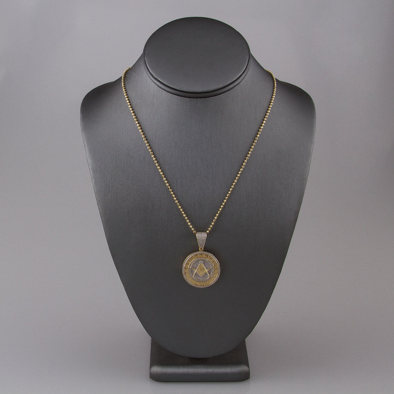 10k Yellow Gold .80ct  Diamond Freemason Pendant