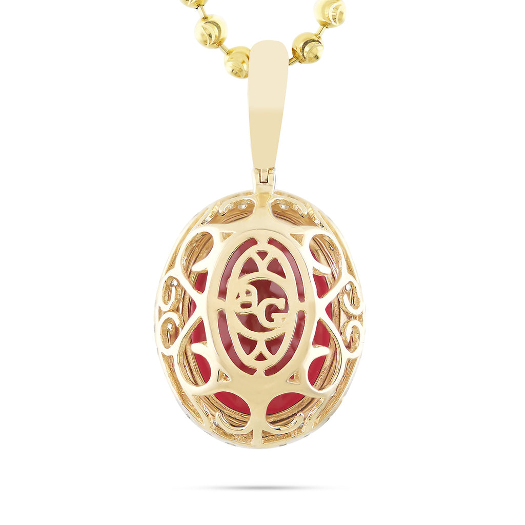 10k Yellow Gold 1.15ct Diamond Oval Ruby Pendant