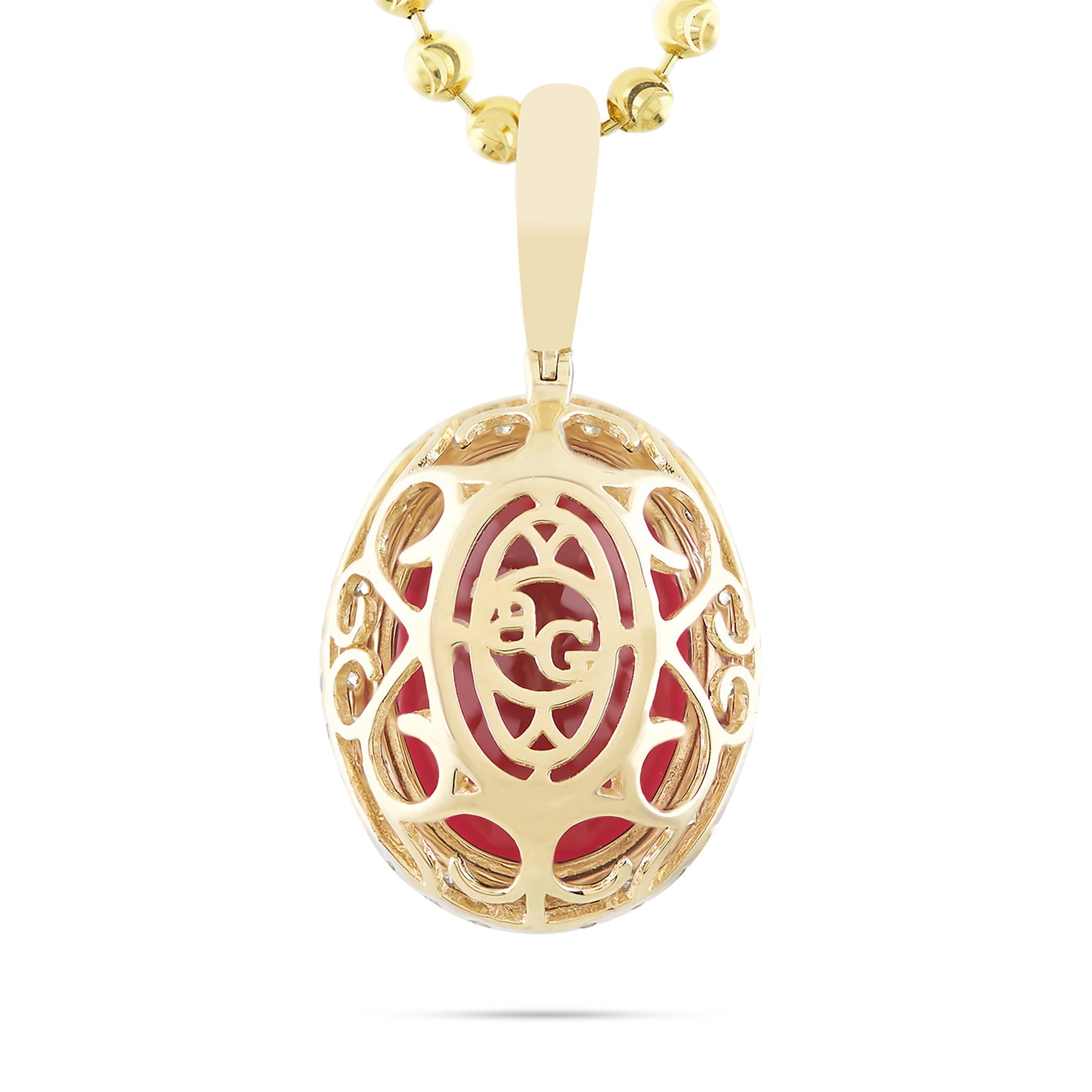 10k Yellow Gold 1.15ct Diamond Oval Ruby Pendant