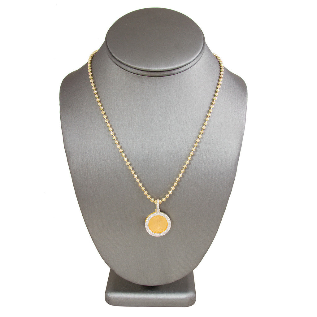 10k Yellow Gold 1.00ct Pure Coin Diamond Pendant