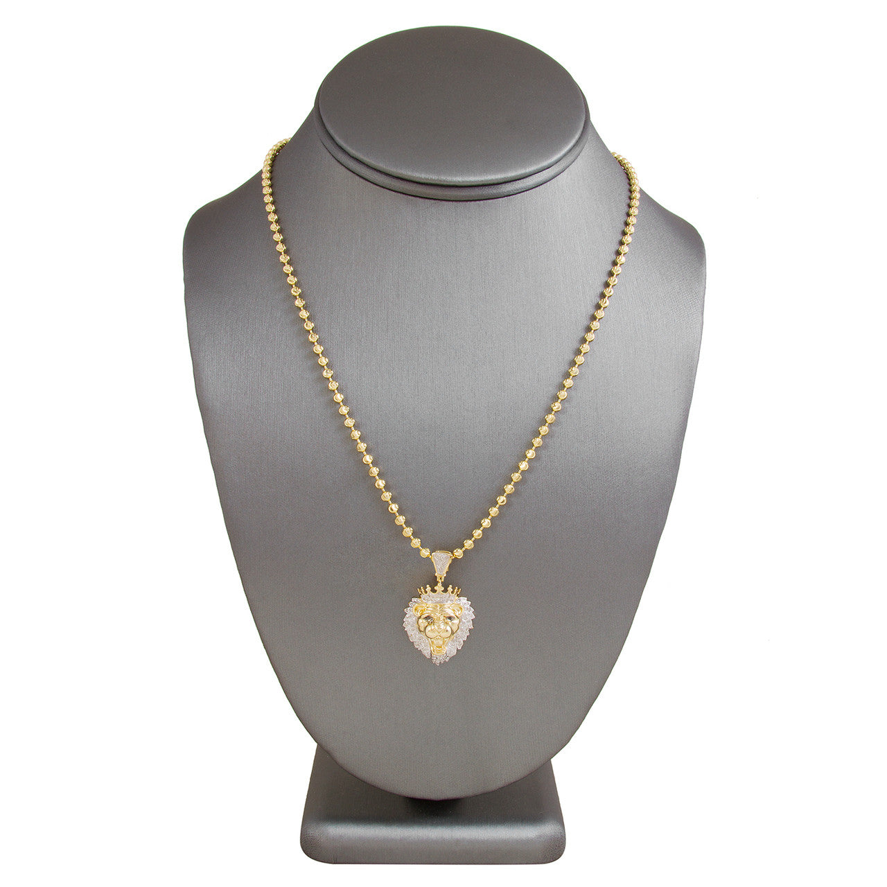10k Yellow Gold .36ct Lions Head Pendant
