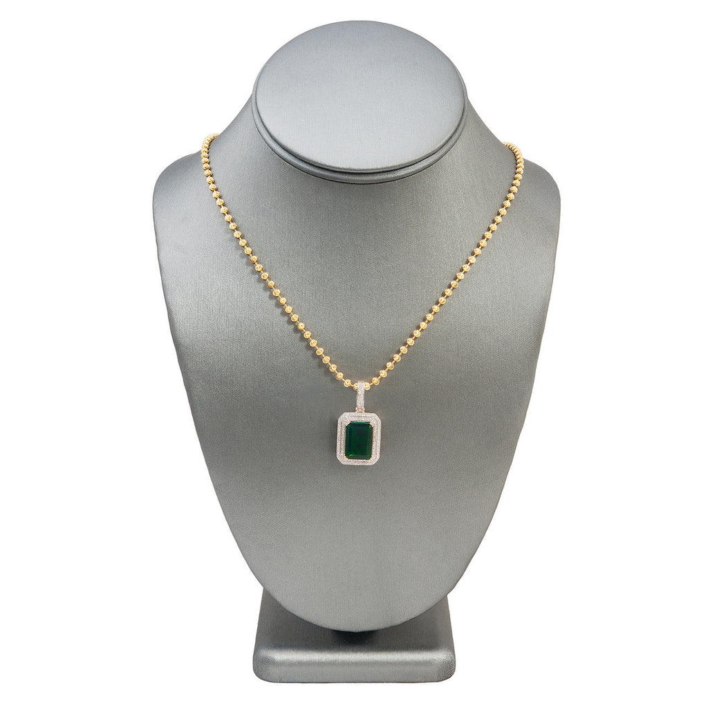 10k Yellow Gold .5ct Diamond Emerald Pendant