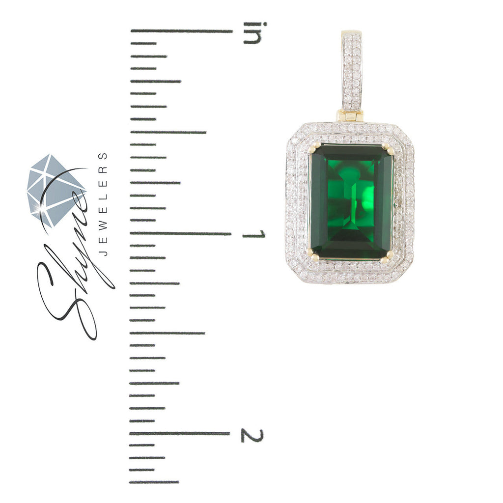 10k Yellow Gold .5ct Diamond Emerald Pendant