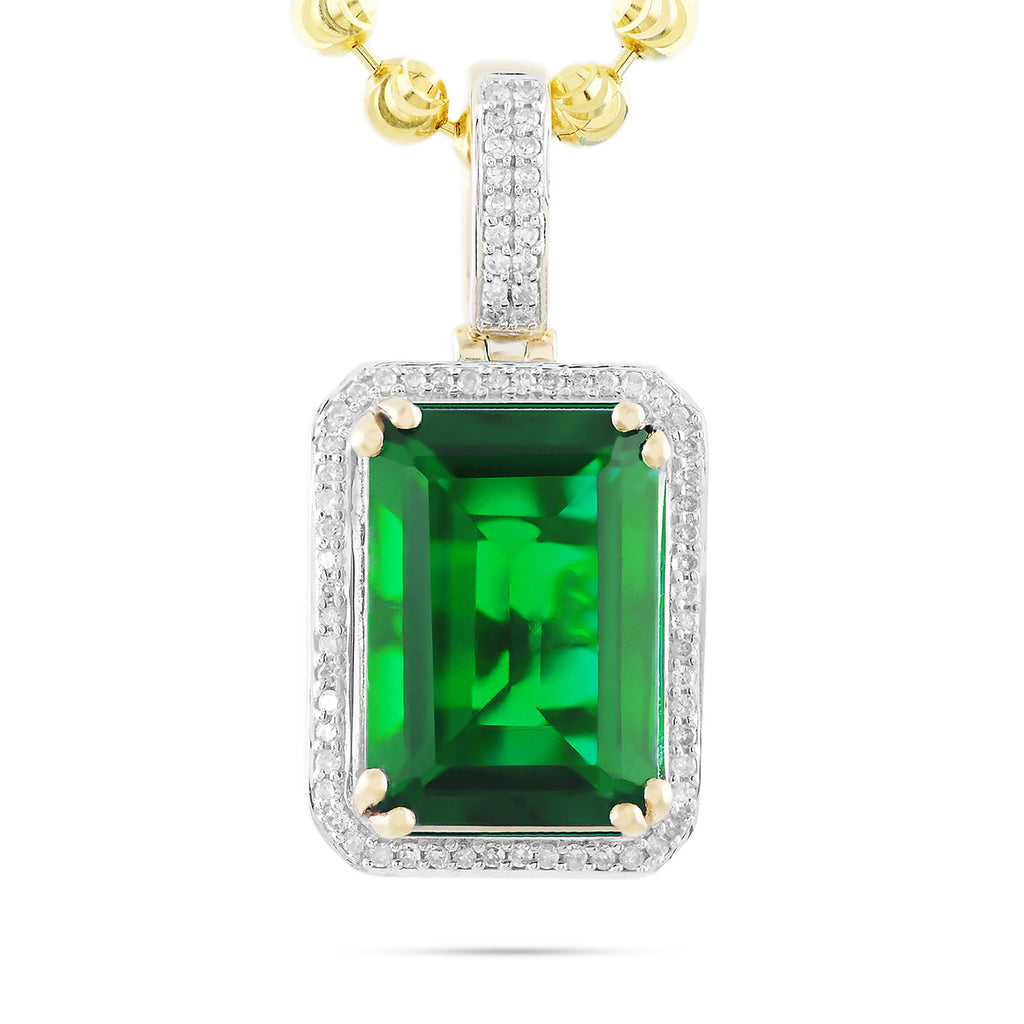 10k Yellow Gold .5ct Diamond Emerald Pendant