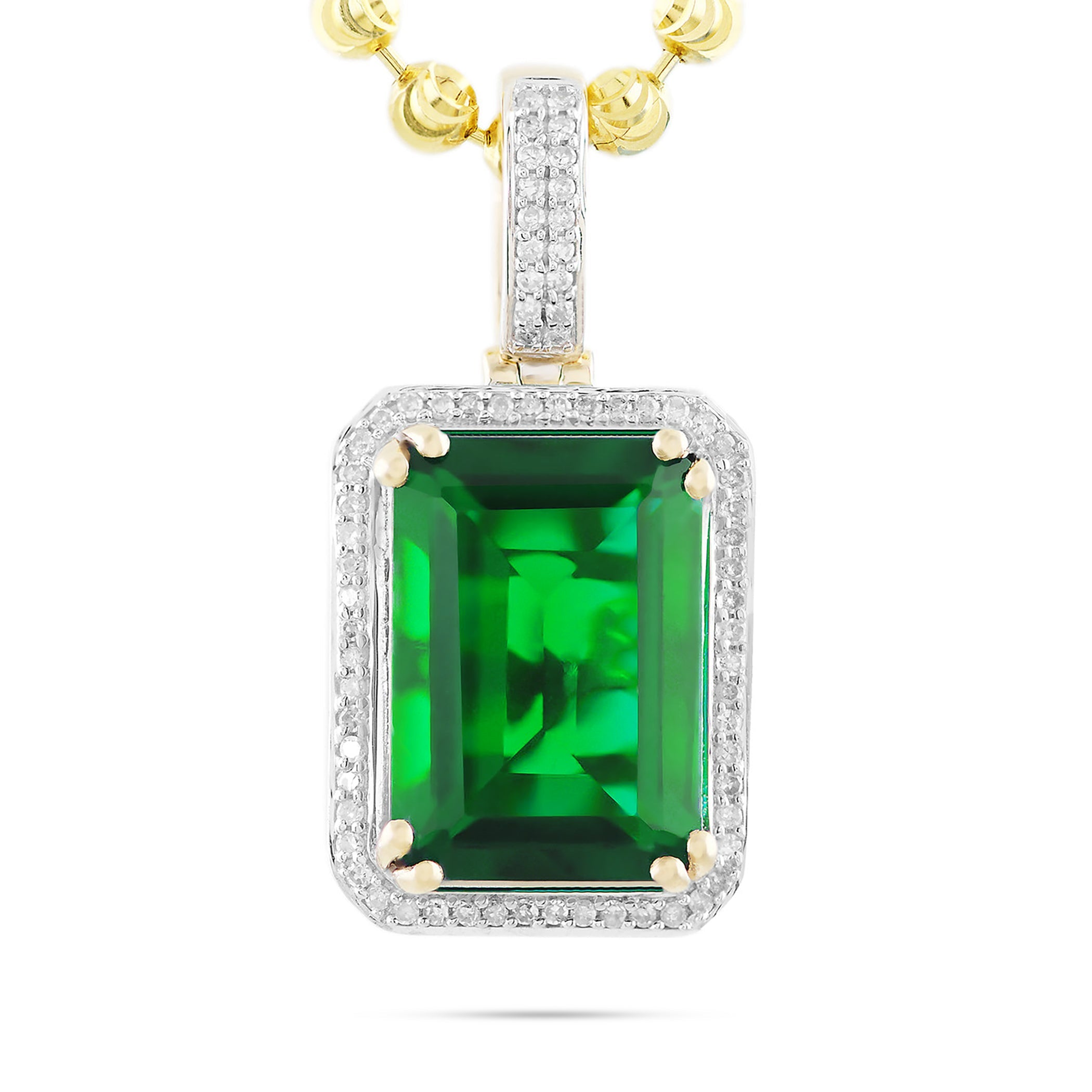 10k Yellow Gold .5ct Diamond Emerald Pendant