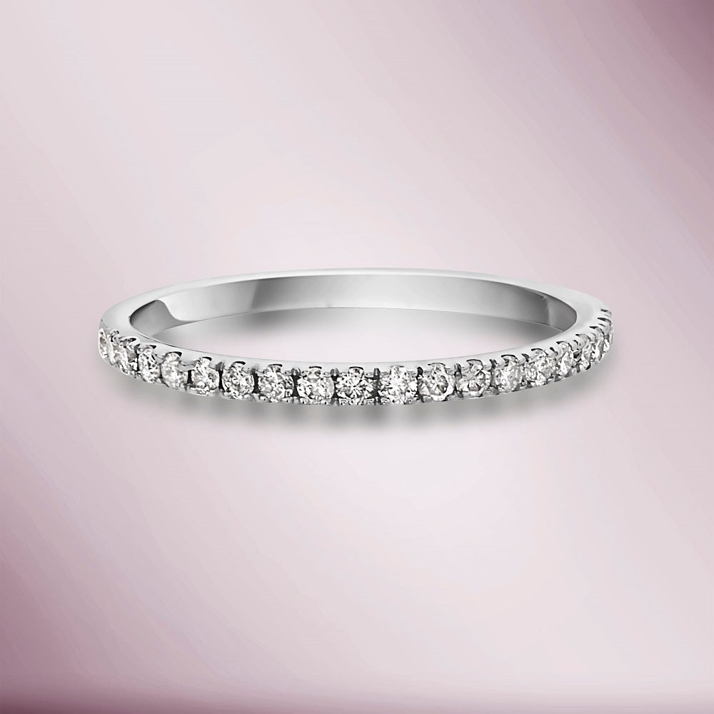 Diamond Halfway Pave Band in 14K Gold, 1.25 mm wide