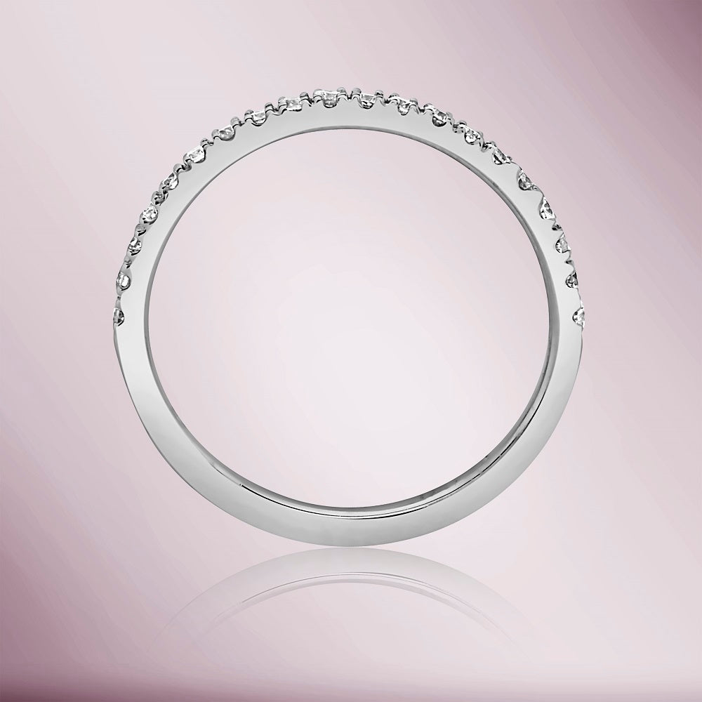 Diamond Halfway Pave Band in 14K Gold, 1.25 mm wide