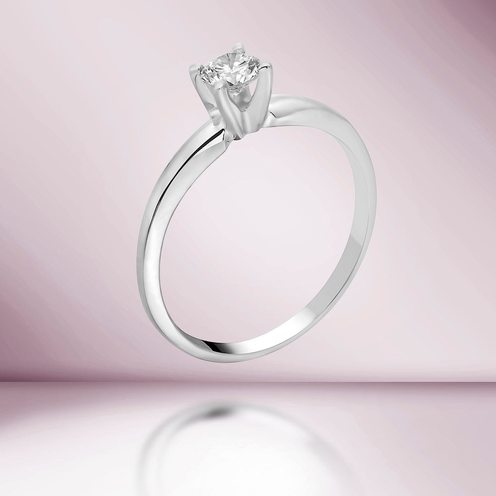 Diamond Solitaire Engagement Ring (0.10-0.30 ct.) 4-Prongs Setting in 14K Gold