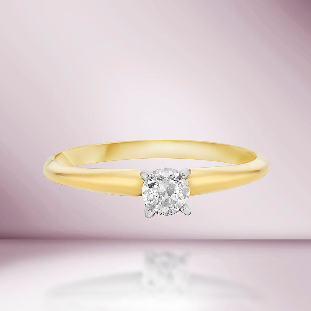 Diamond Solitaire Engagement Ring (0.10-0.30 ct.) 4-Prongs Setting in 14K Gold