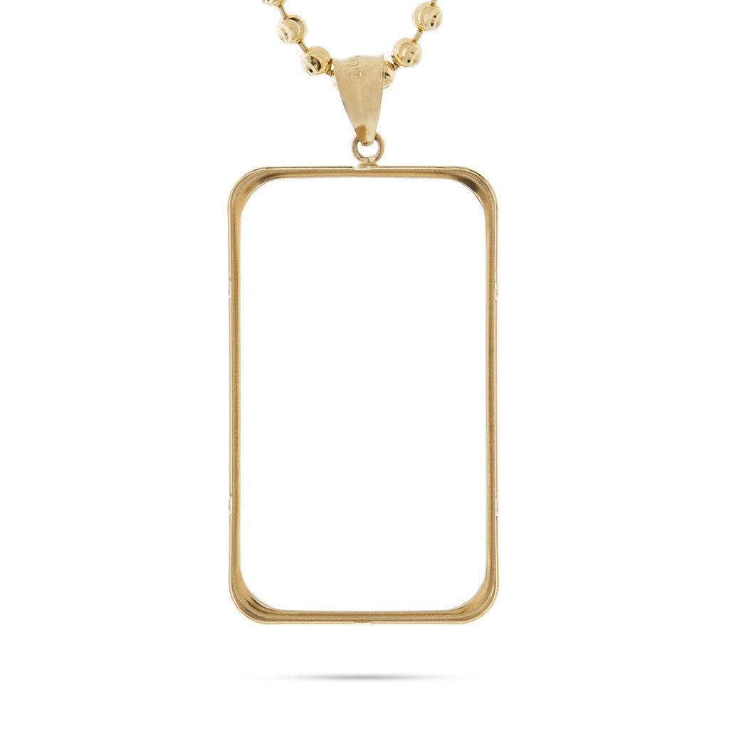 14k Yellow Gold Bar Bezel Picture Pendant