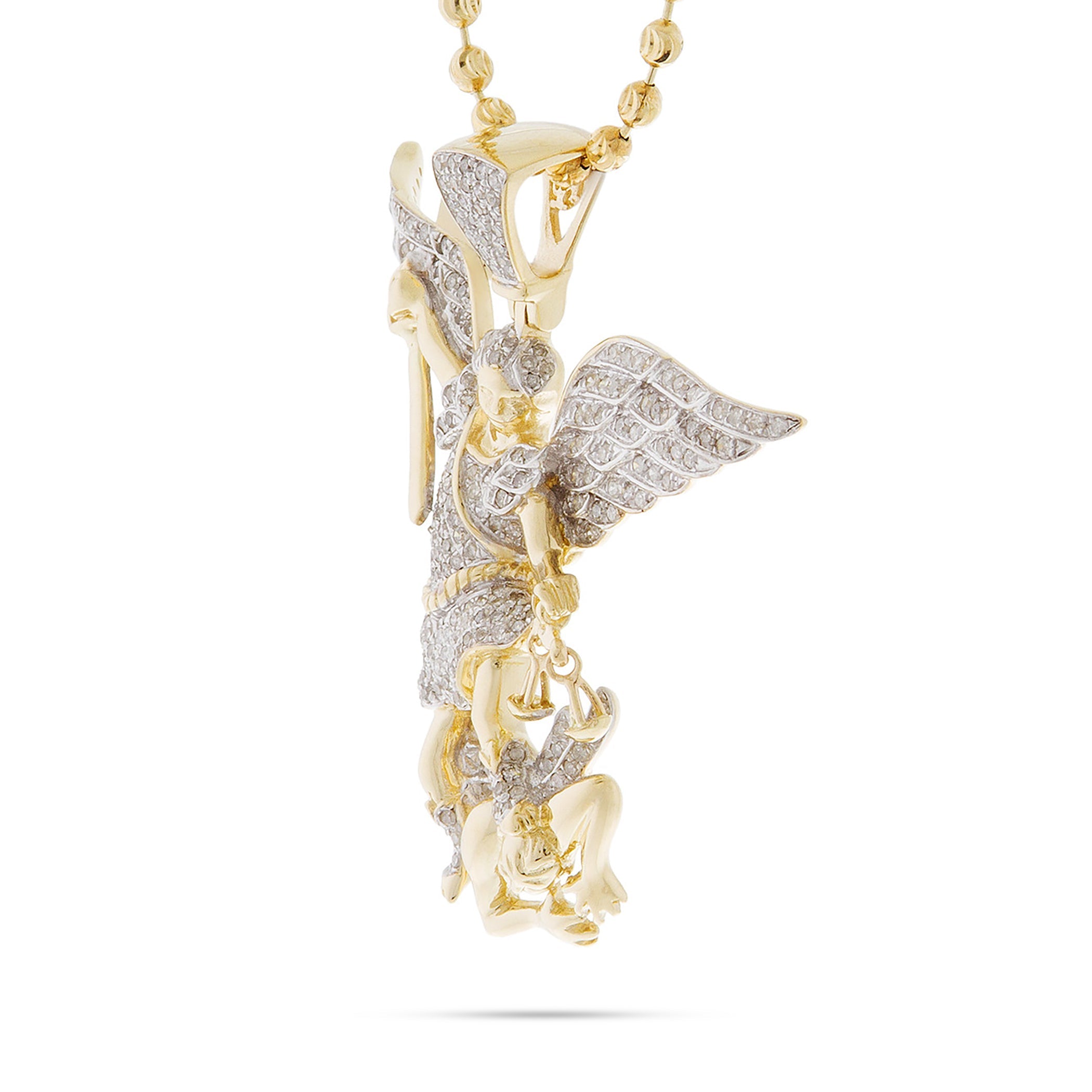 14k Yellow Gold 1.26ct Diamond Archangel Michael Pendant