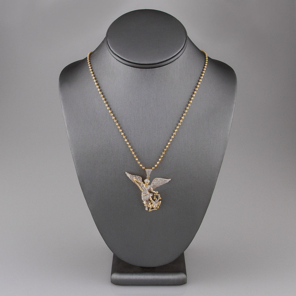 14k Yellow Gold 1.26ct Diamond Archangel Michael Pendant