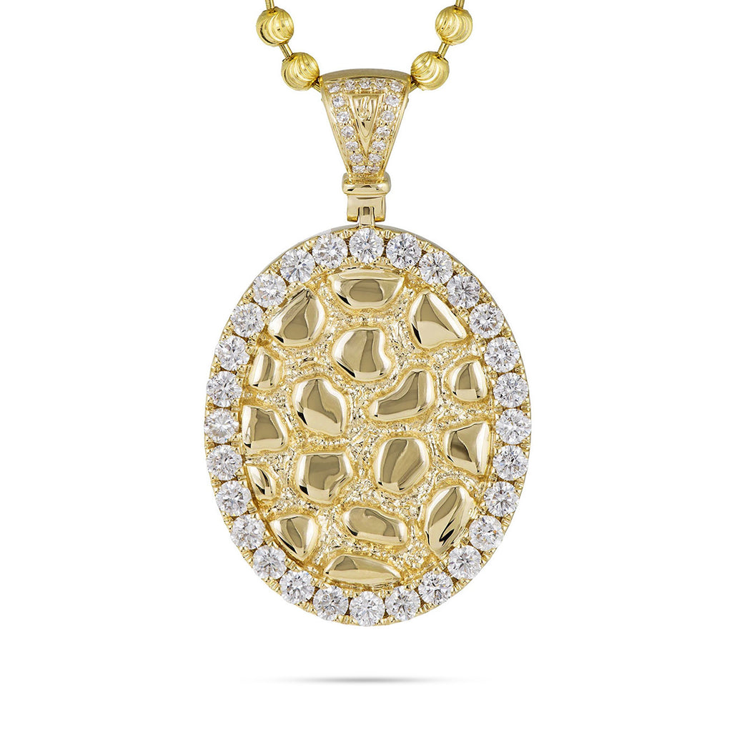 14k Yellow Gold 2.39ct Diamond Oval Design Pendant
