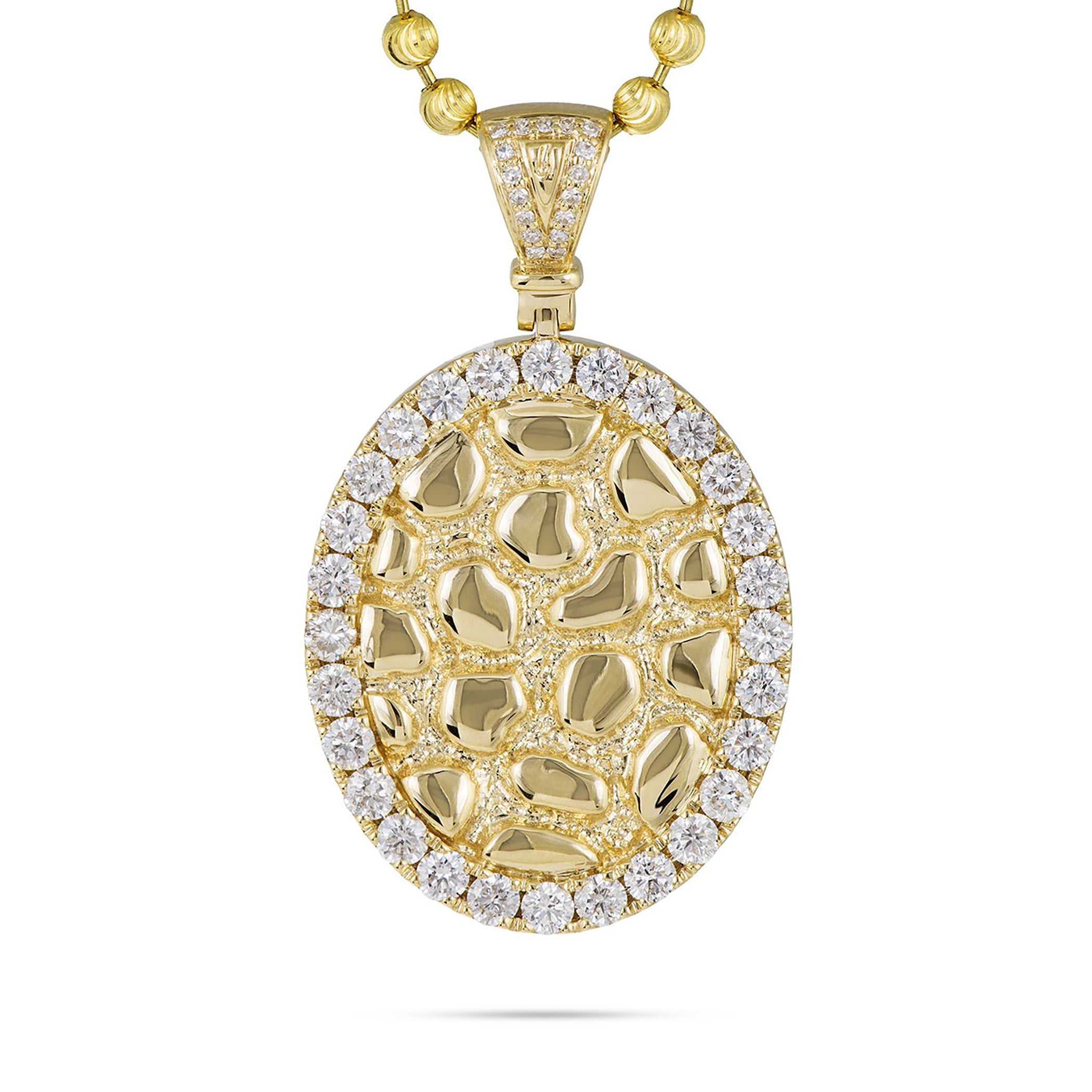 14k Yellow Gold 2.39ct Diamond Oval Design Pendant