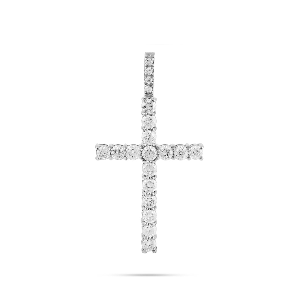 14k White Gold 7ct Diamond Cross Pendant
