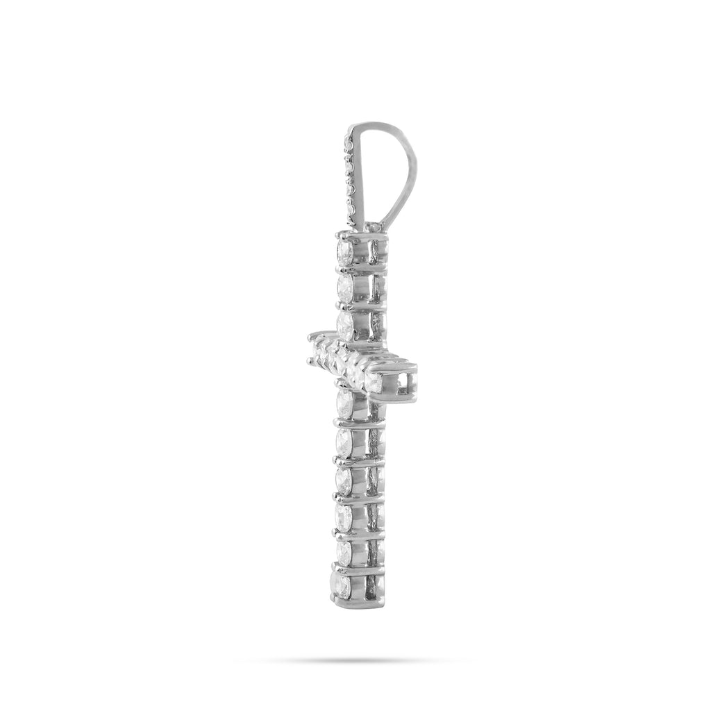 14k White Gold 7ct Diamond Cross Pendant