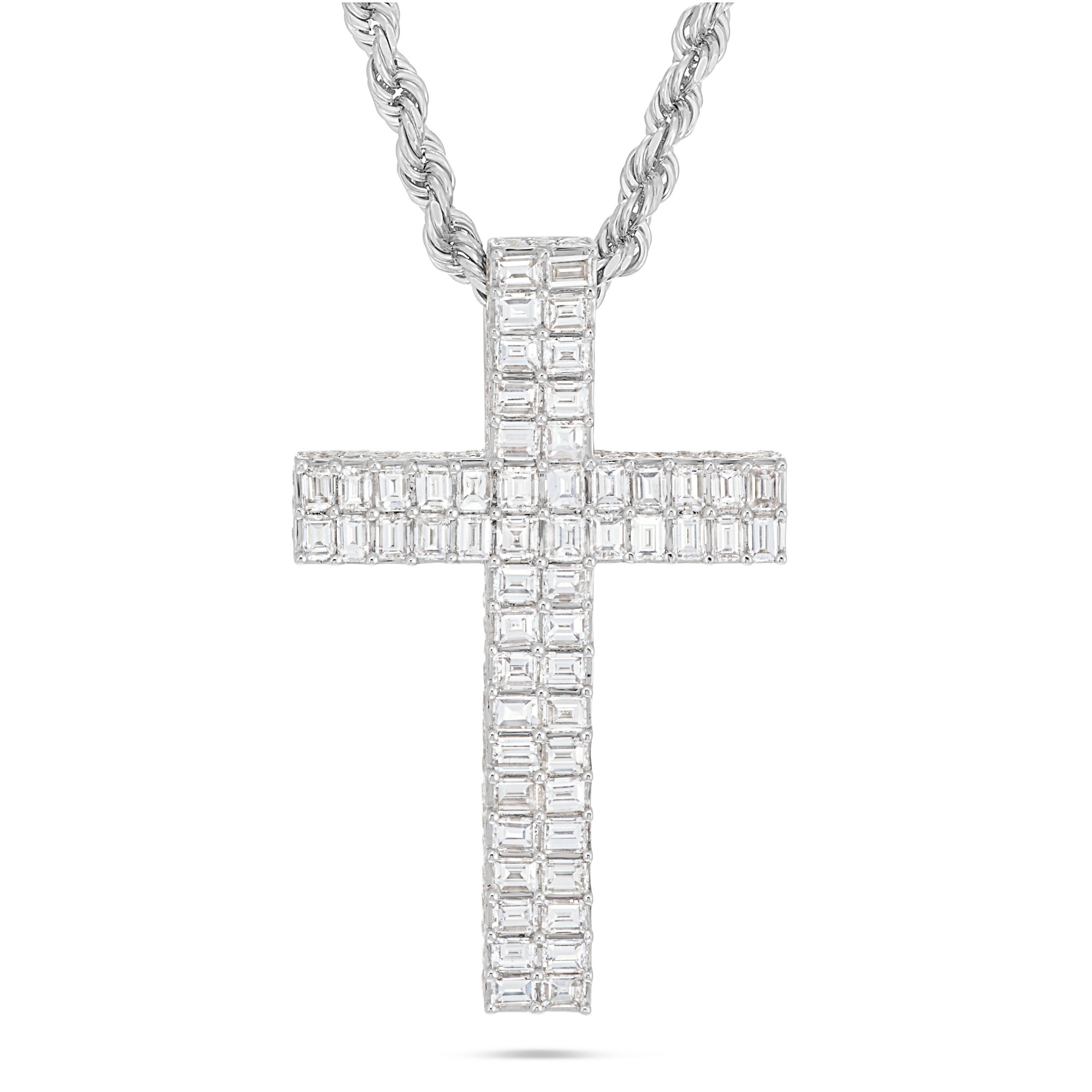 14K Gold 5.83ct Emerald Diamond Cross Pendant