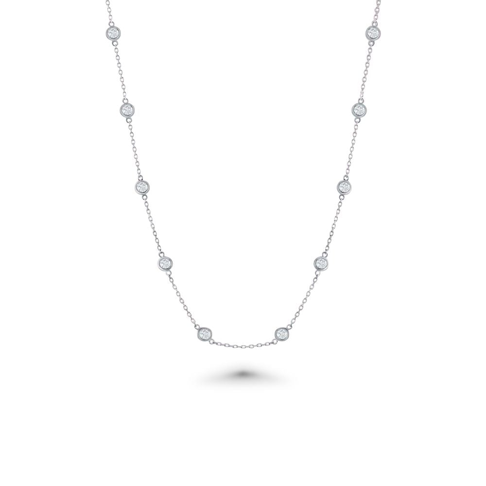 16 Stone Diamond By The Yard Necklace, Bezel Set Diamond Station Necklace (2.00 ct.) in 14K Gold