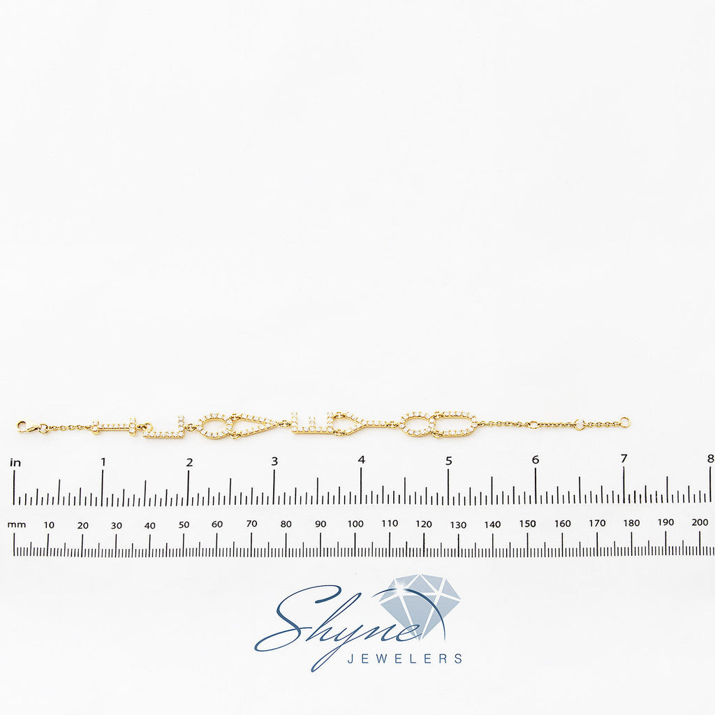 18k Yellow Gold 1.57ct I Love You Bracelet