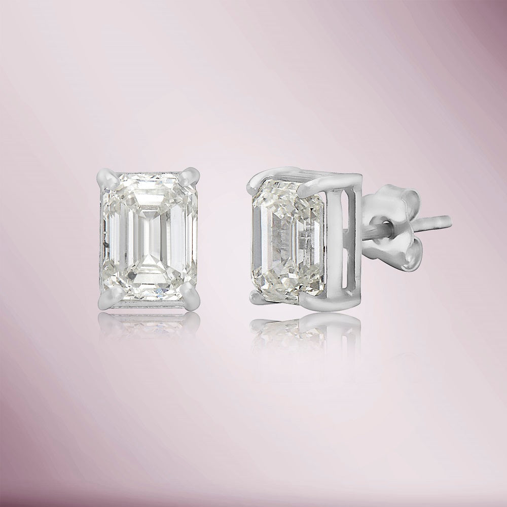 Lab Grown Diamond Emerald Cut Rectangular Studs Earrings (3.00 ct.) in 14K Gold