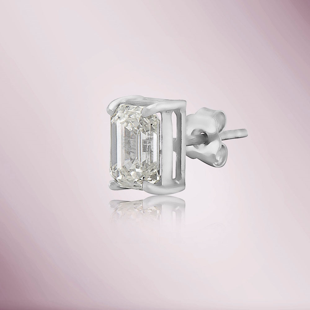 Lab Grown Diamond Emerald Cut Rectangular Studs Earrings (3.00 ct.) in 14K Gold
