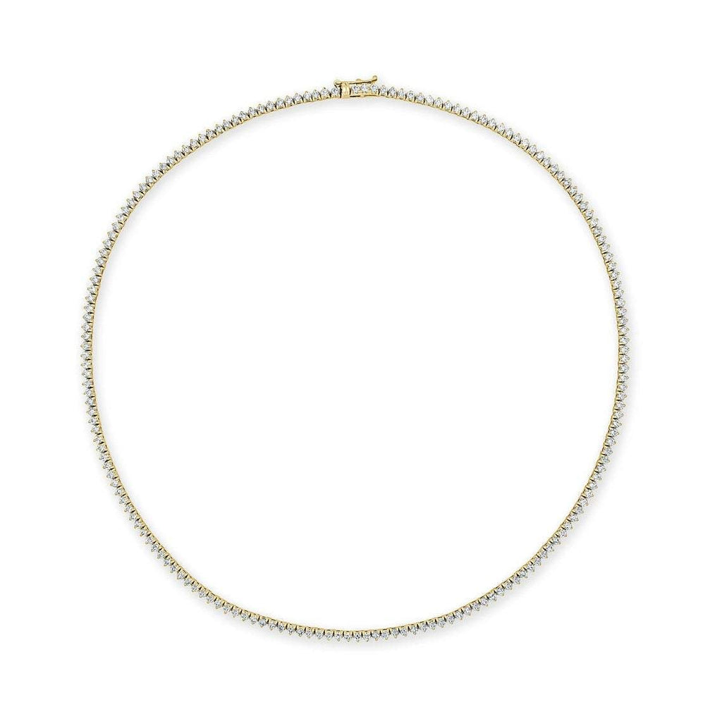 Diamond Tennis Necklace (20.00 ct.) 4.00 mm 3-Prongs Setting in 14K Gold