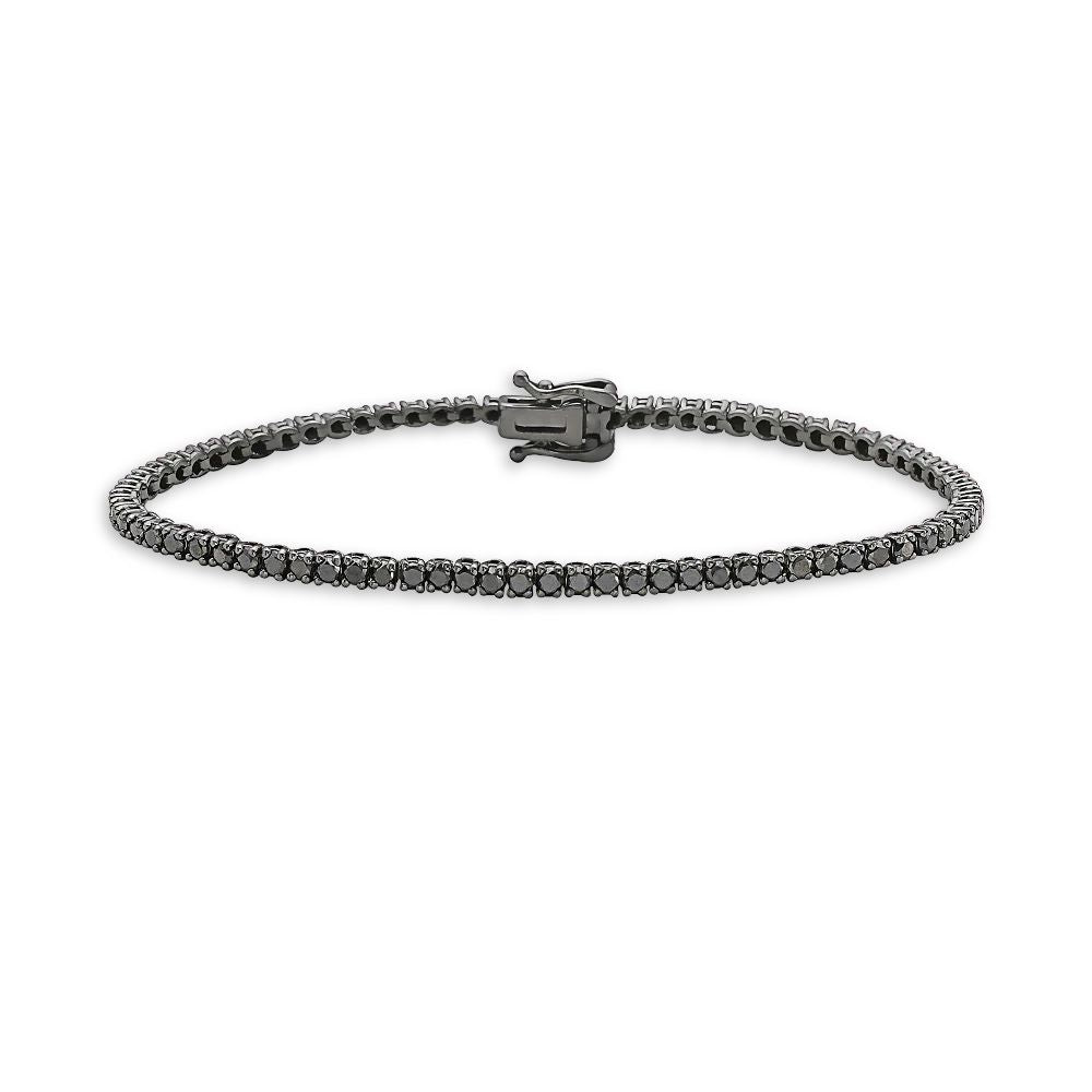 Ready to Ship Black Diamond Tennis Bracelet (6.00 ct.) 3 mm 4-Prongs Setting 14K Gold