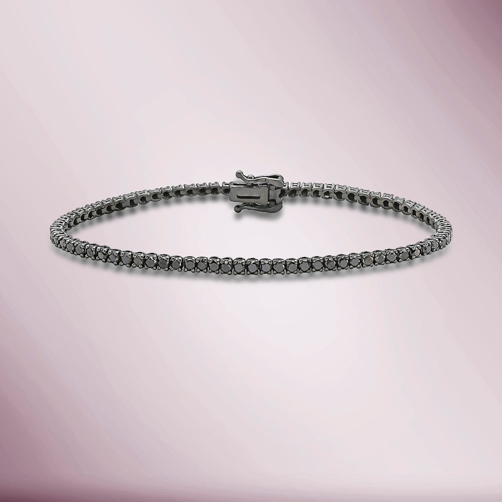 Ready to Ship Black Diamond Tennis Bracelet (6.00 ct.) 3 mm 4-Prongs Setting 14K Gold