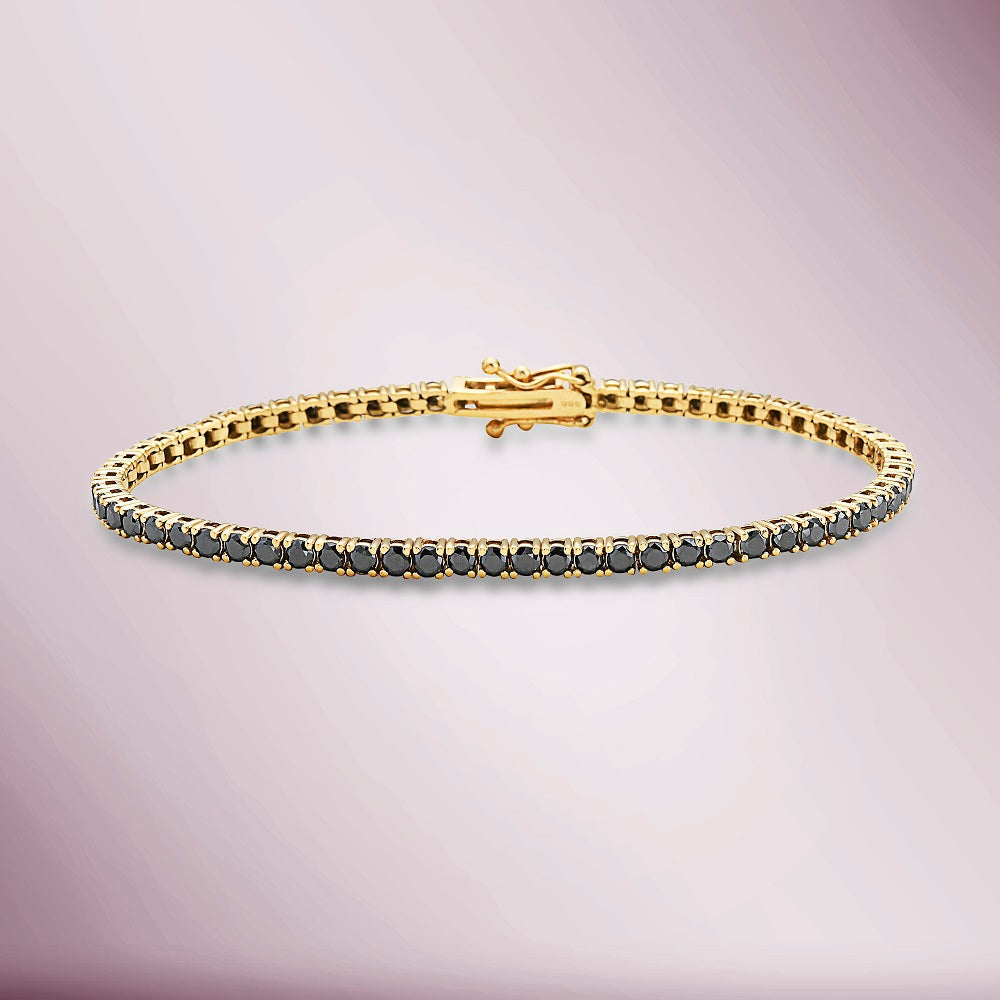 Ready to Ship Black Diamond Tennis Bracelet (6.00 ct.) 3 mm 4-Prongs Setting 14K Gold