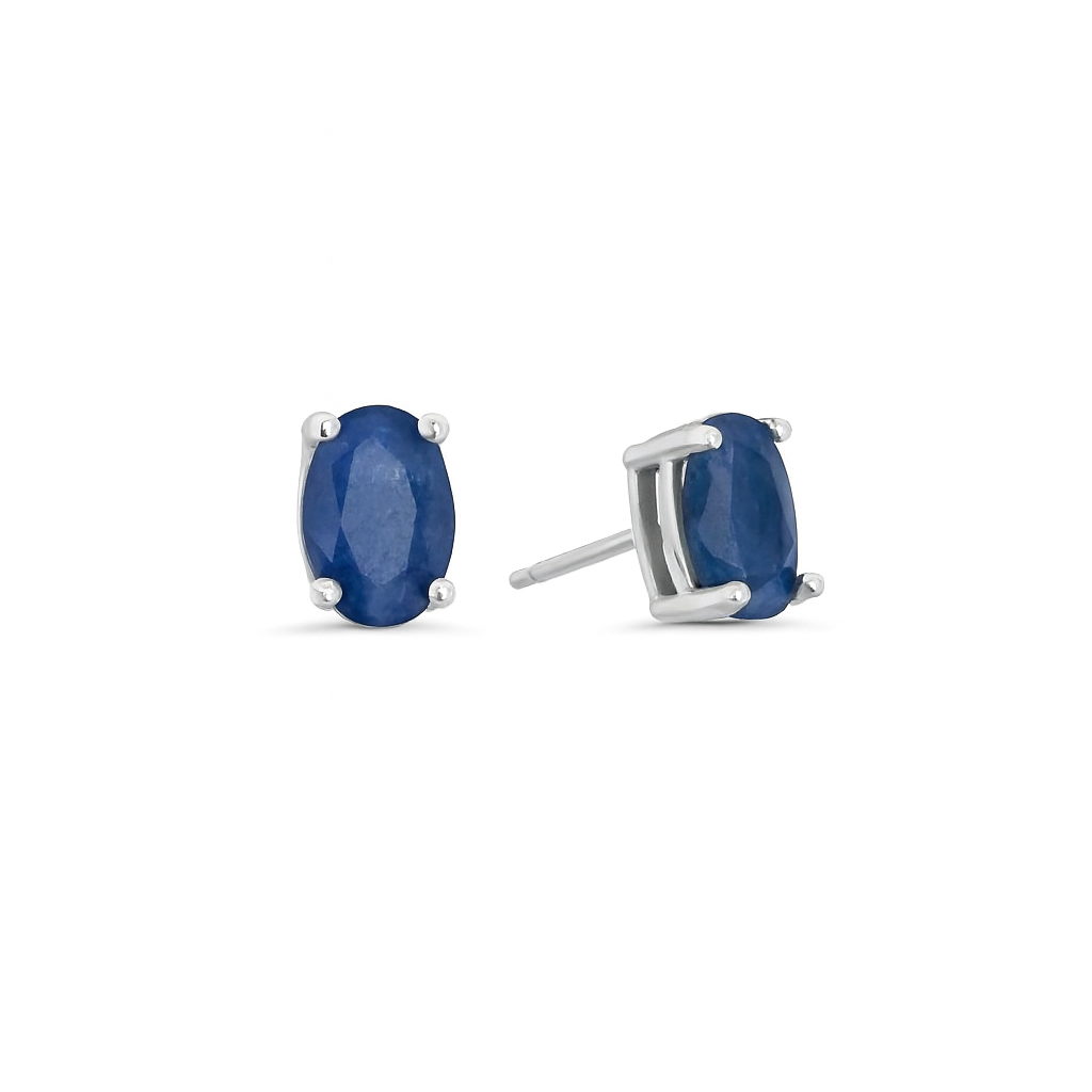 Blue Sapphire Oval Shape Studs Earrings (1.30 ct.) in 14K Gold