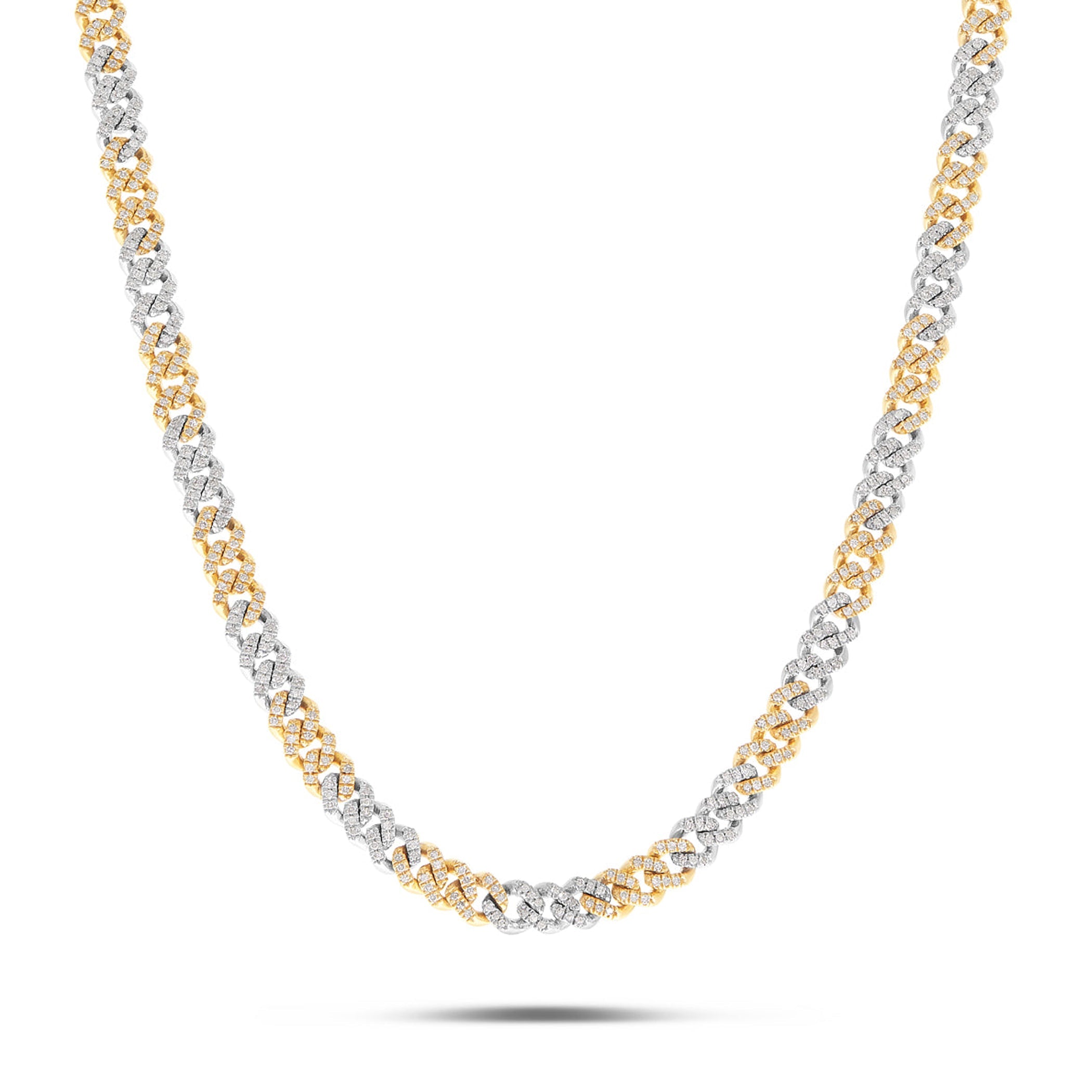 10K Gold Two Tone 2.40ct Mini Diamond Cuban Chain