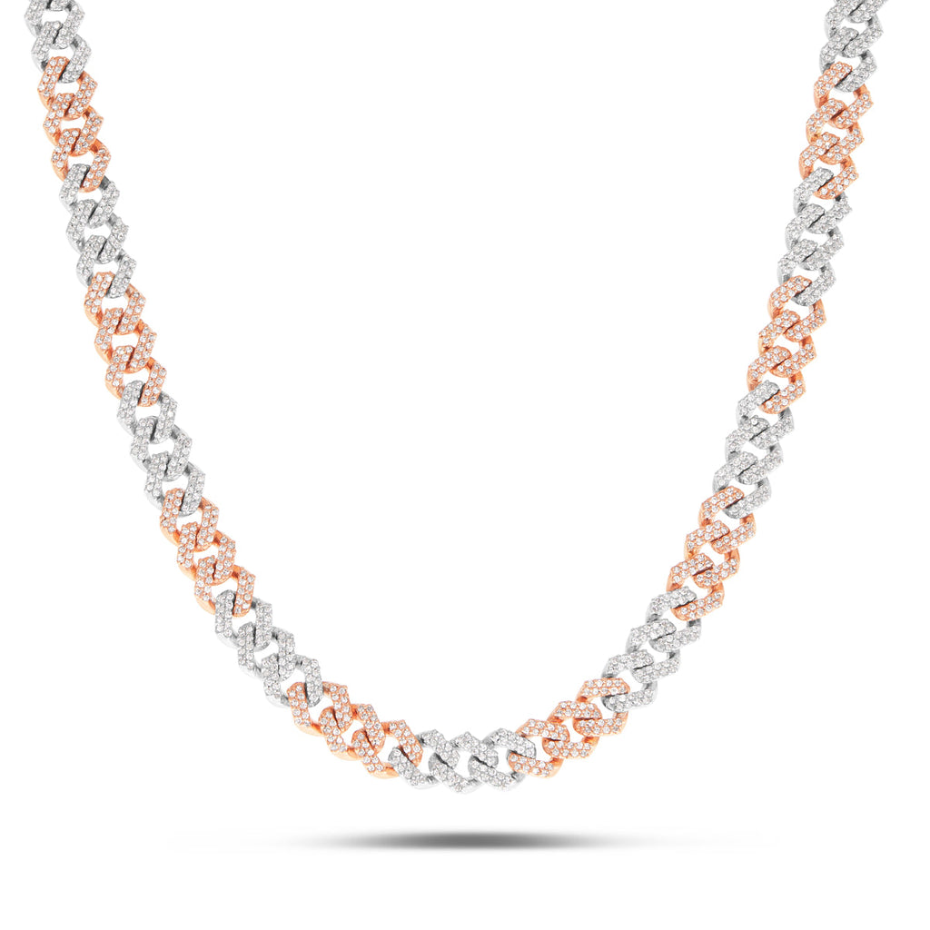 10K Gold Two Tone 3.9ctw Diamond Cuban Chain