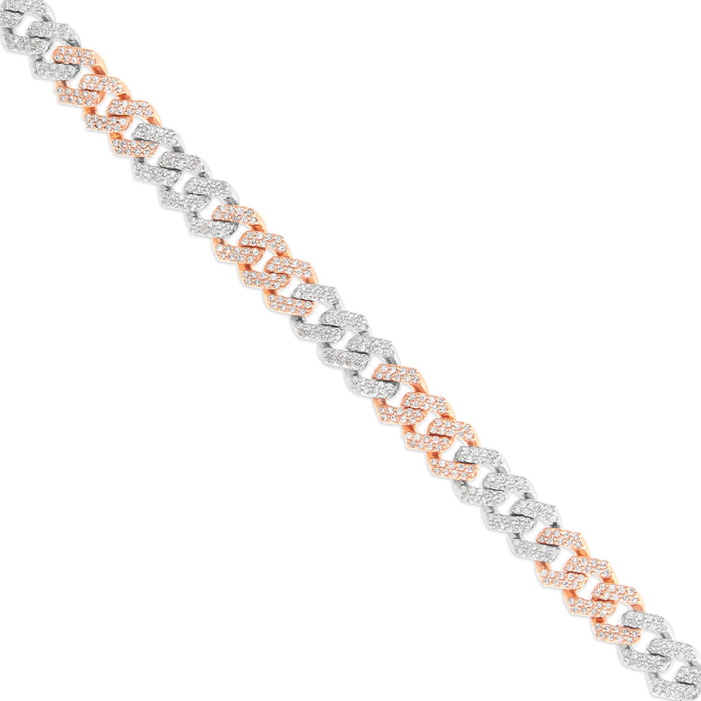 10K Gold Two Tone 3.9ctw Diamond Cuban Chain
