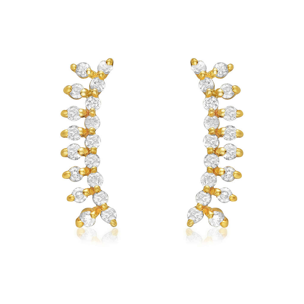 Diamond Curve Climber Earrings (0.20 ct.) in 14K Gold