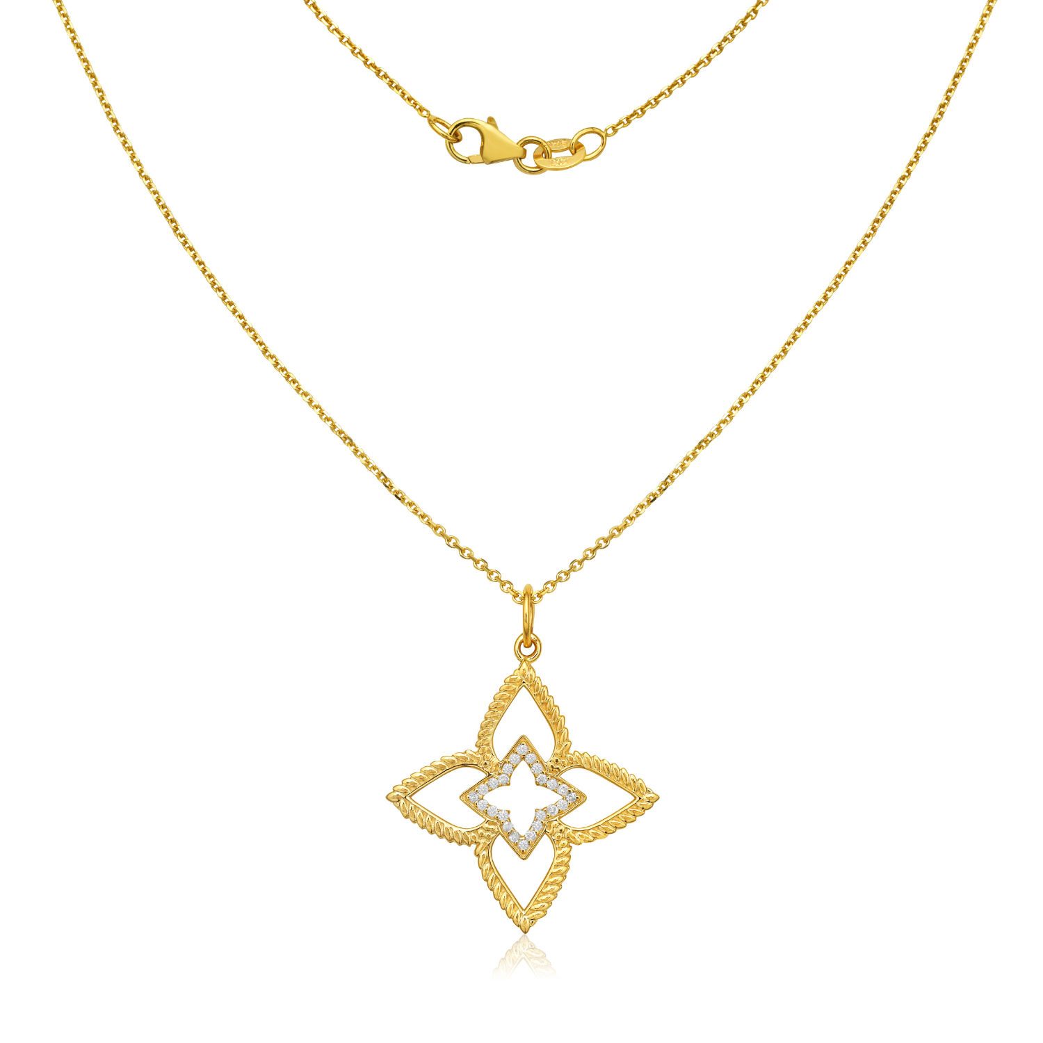 Diamond Floral/Flower Pendant Necklace (0.10 ct.) in 14K Gold
