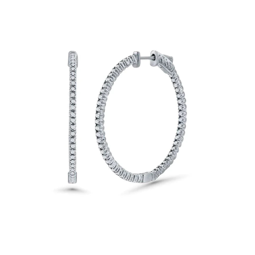 Diamond Inside-Out 1.25'' Hoop Earrings (1.60 ct.) 1.7 mm in 14K Gold