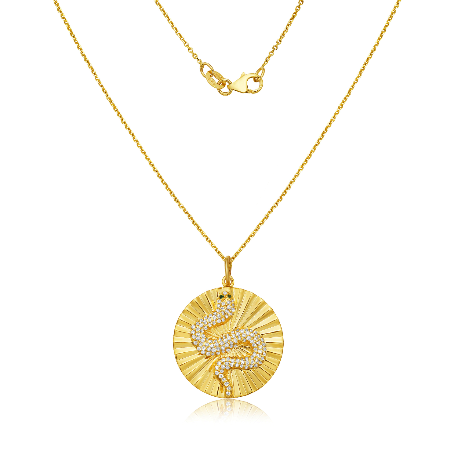Diamond Medallion Snake Coin Pendant Necklace (0.40 ct.) in 14K Gold