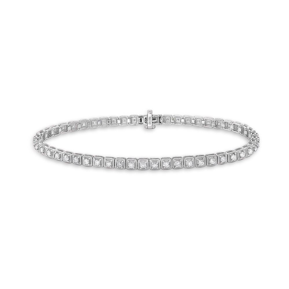 Ready to Ship Diamond Square Bezel Tennis Bracelet (1.50 ct.) 1.75 mm 4-Prongs Setting in 14K Gold