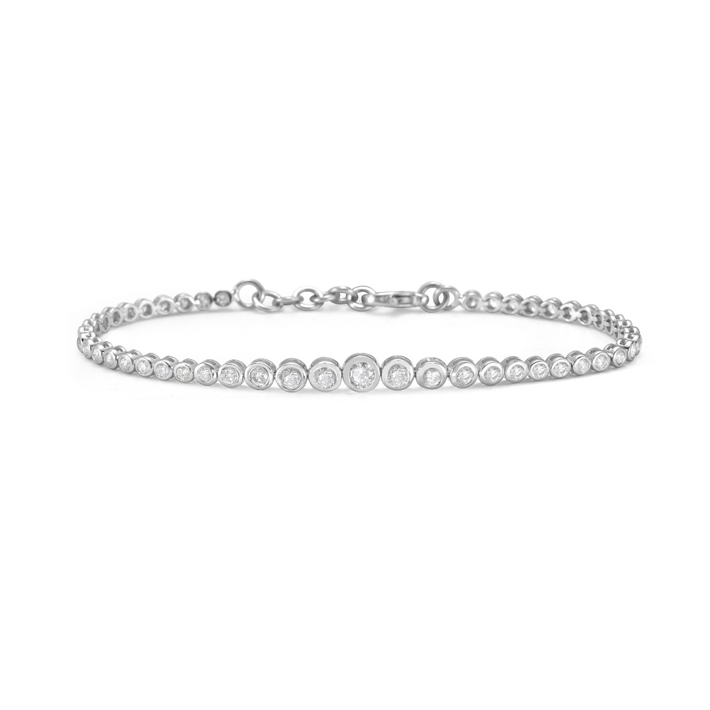 Graduated Diamond Tennis Bracelet (1.85 ct.) Bezel Set in 14K Gold