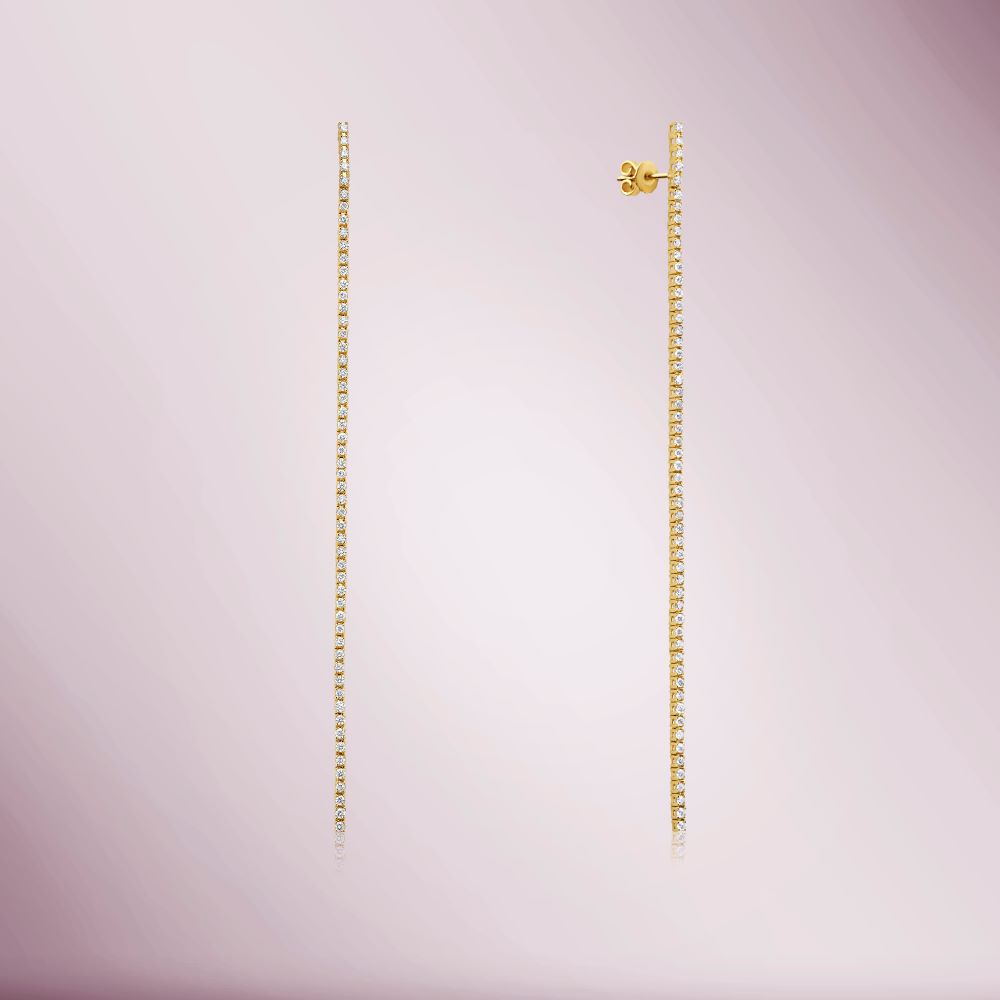 Diamond Line Tennis Earrings (1.20 ct.) 4 Prongs Setting in 14K Gold